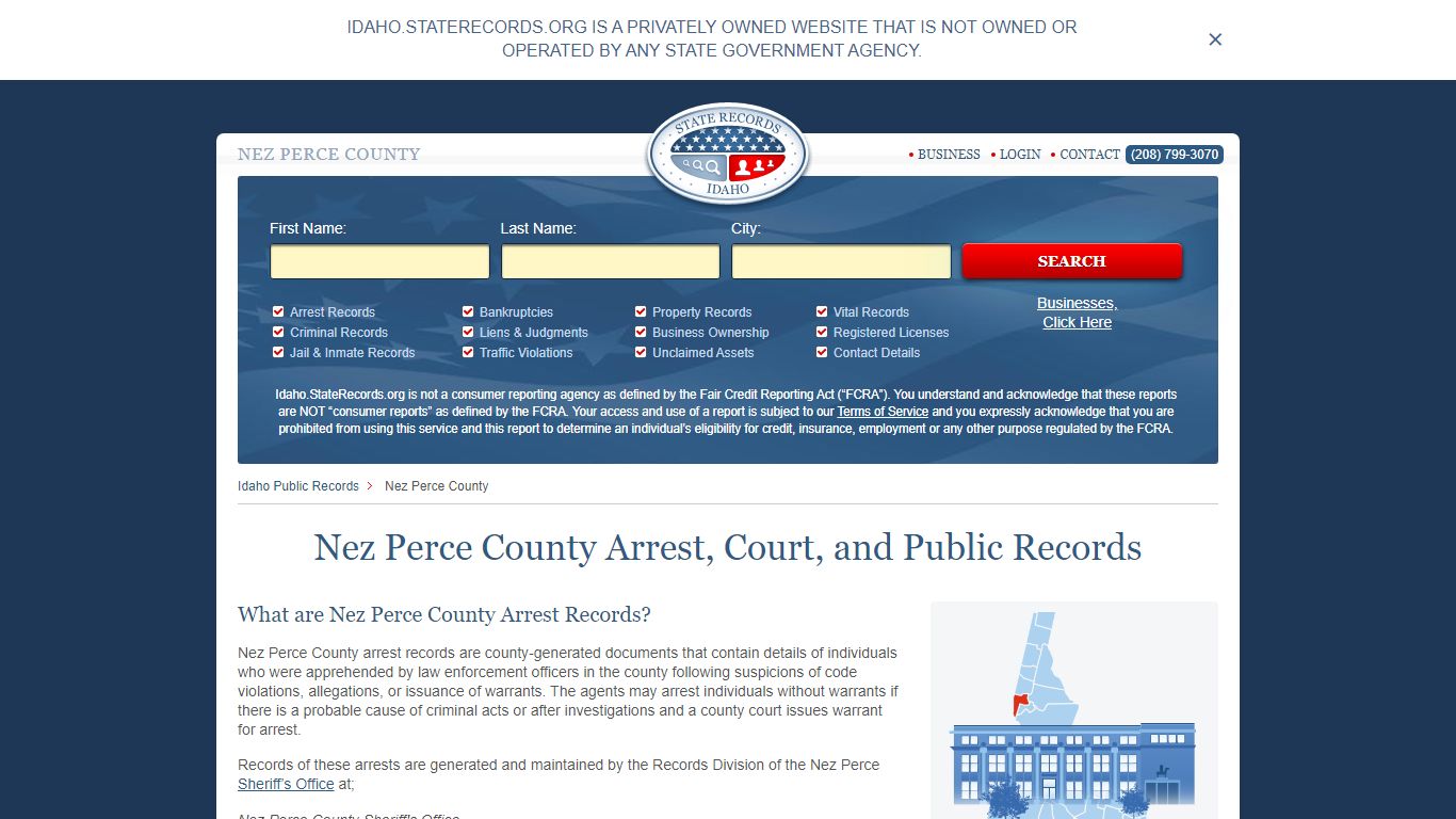 Nez Perce County Arrest, Court, and Public Records