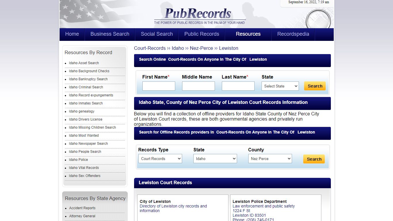Lewiston, Nez Perce County, Idaho Court Records - Pubrecords.com